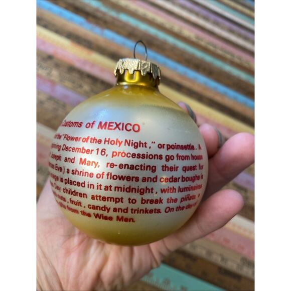Bronner's Austria Christmas Customs Mexico Glass Christmas Ornament Poinsettia - Picture 5 of 11